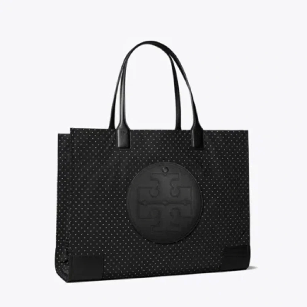 Tory Burch•Black Polka Dot Pattern Nylon Ella Tote